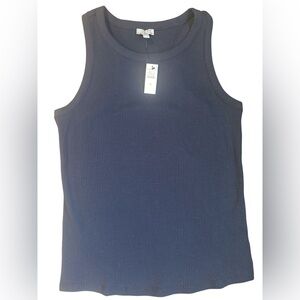 Talbots Navy Ribbed Tank Top Sleeveless Knit Shell Size M